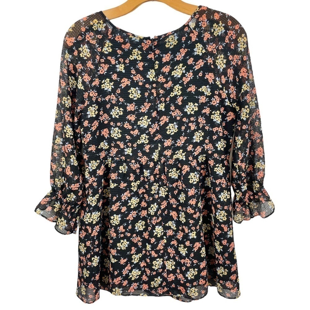 Free People Doll Pants Chiffon Baby Doll Ditsy Floral Dress w/ Smocked Bodice 2 - Picture 6 of 10